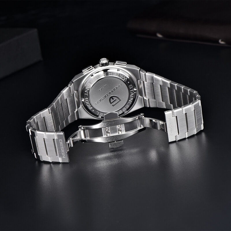 Pagani Design 리미티드 남성용 쿼츠 시계 브랜드, 사파이어 스테인리스 스틸, 40mm 방수 크로노그래프, VK63, Reloj Hombre PD1761