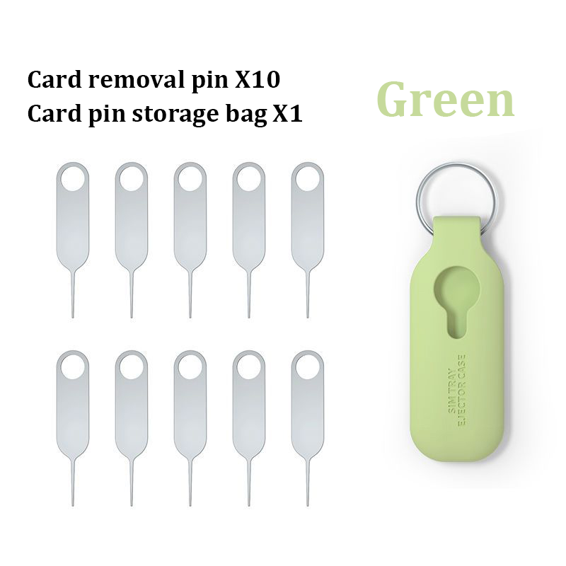 10 Buah Kunci Pin Ejektor Baki Kartu Sim + 1 Buah Tas Penyimpanan Karet Set Alat Pelepas untuk IPhone Huawei Xiaomi Redmi Warna Acak