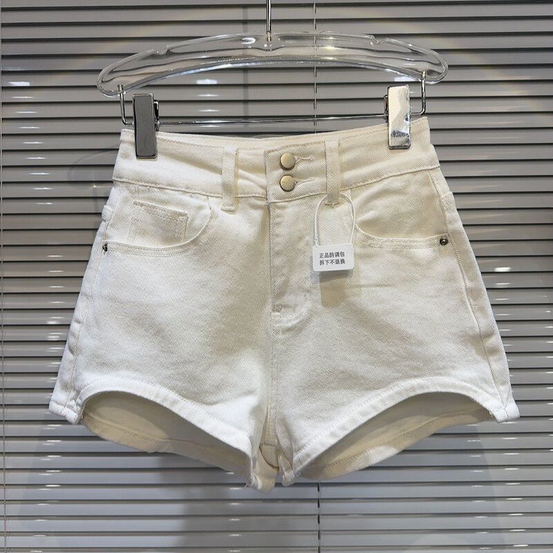 Pantalones cortos de mezclilla para niña, pantalón curvo retro americano, diseño de pierna, tres cuartos, novedad de verano 2024