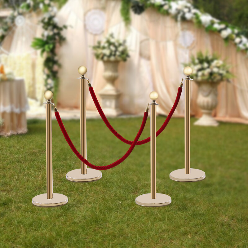 39.27 pollici Gold Crowd Control Stanchion post coda Red Velvet Rope Line barriere con Base stabile per lo stadio