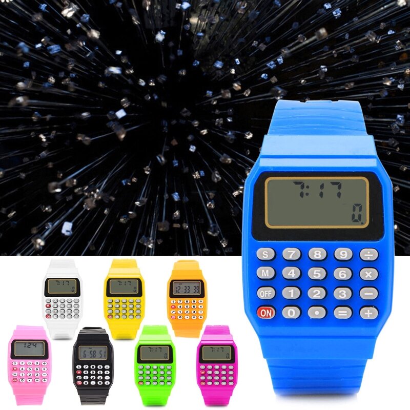 Wielofunkcyjny silikonowy zegarek na rękę dla dzieci, modny elektroniczny kalkulator z datownikiem