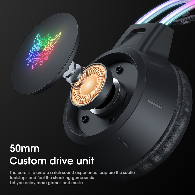 ONIKUMA Antler Wired Headset Gamer PC 3.5mm Gaming Headphones with RGB Light PS4 Xbox Headphone Best Gift for Christmas