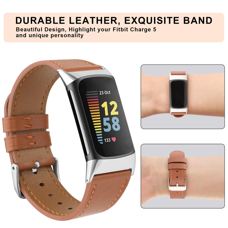 Real Leather Strap For Fitbit Charge 5 4 3 2 Band Bracelet Watchband For Fitbit Charge 2/Charge 3/Charge 4/Charge 3 SE Strap