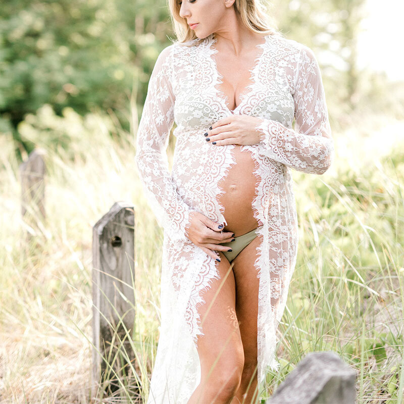 Pregnant Lace Dress Long Sleeve Dresses Maxi Pregnancy Robe Shooting Photo Session Premama Sexy Women Body Maternity Photography