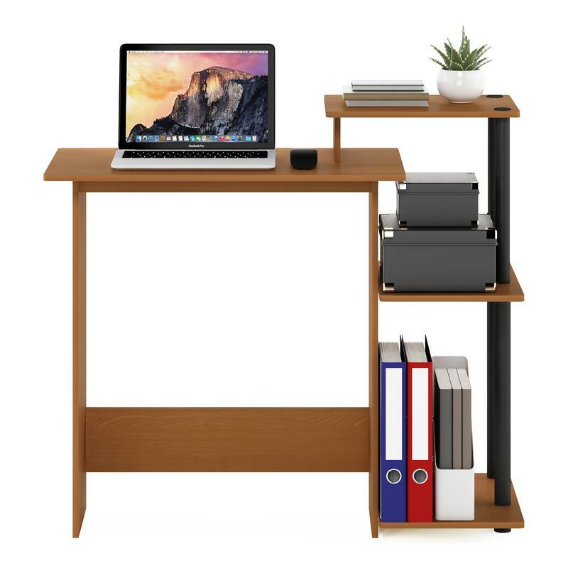 Furinno 효율적인 가정용 노트북 노트북 컴퓨터 책상, 라이트 체리, 블랙
