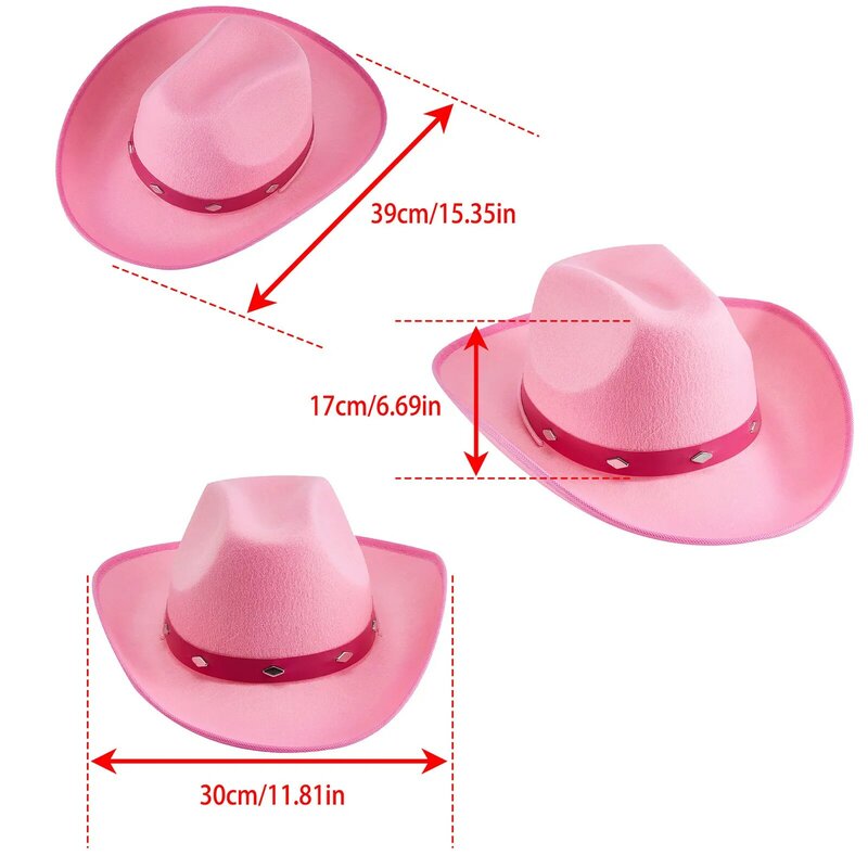 หมวกคาวบอยตะวันตกปีกกว้างสำหรับผู้ชายผู้หญิง, หมวกหมวกบังแดดปีกกว้างพร้อมเชือกคางหมวกคาวบอยหมวกสีน้ำตาล/แดง