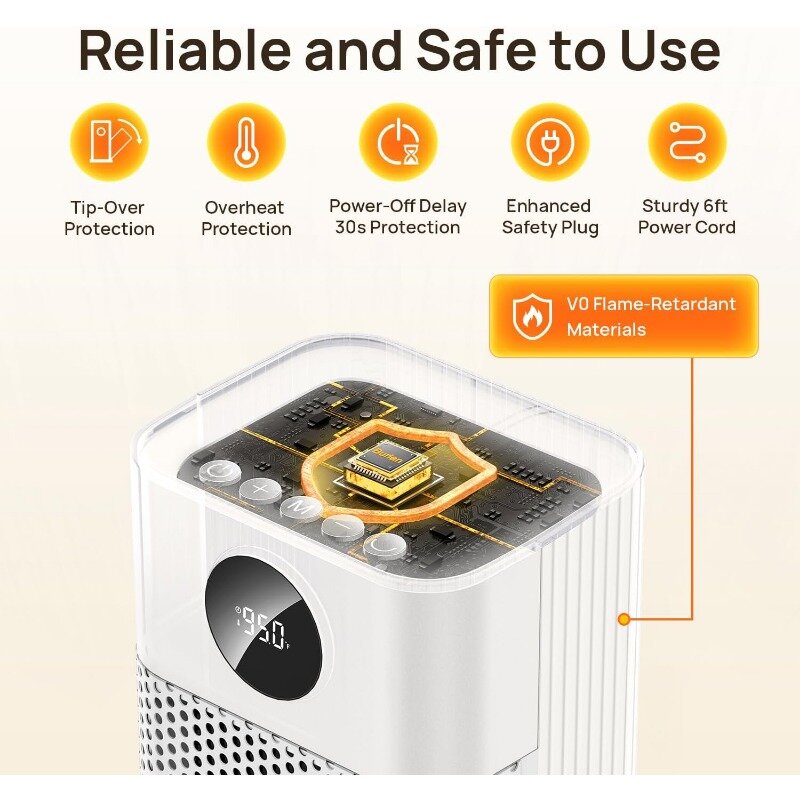 Space Heater for Indoor Use,Portable Electric Heaters with Thermostat,Oscillating and Multiple Safety Protection Room Heater