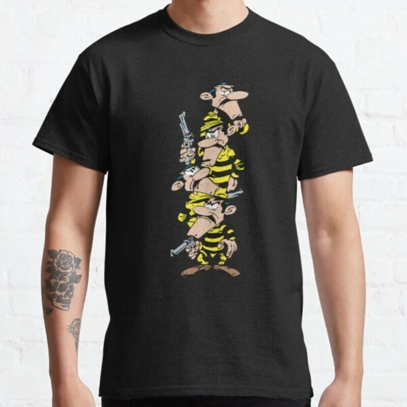 럭키 루크 만화 달톤 티셔츠, 레트로 티셔츠, 그런지 남성 의류, 하라주쿠 애니메이션 셔츠
