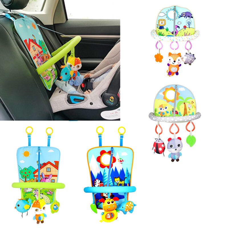 Asientos de coche infantiles de juguete, centro de actividades con juguetes de felpa, juguete de viaje divertido para bebé, asientos traseros de coche, conducción más fácil con bebés recién nacidos