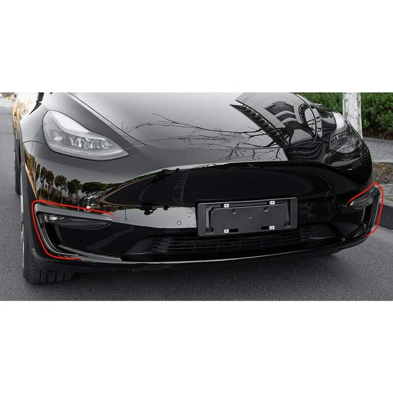 Передняя левая и правая противотуманная фара для автомобиля, 2 шт., рамка с отделкой для Tesla Model Y 2020 2021 2022, глянцевая черная текстура из углеродного волокна