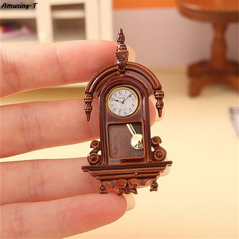 1:12 miniaturowy zegar ścienny do staromodny zegar europejskiego modelu mebli dla lalek akcesoria do domu