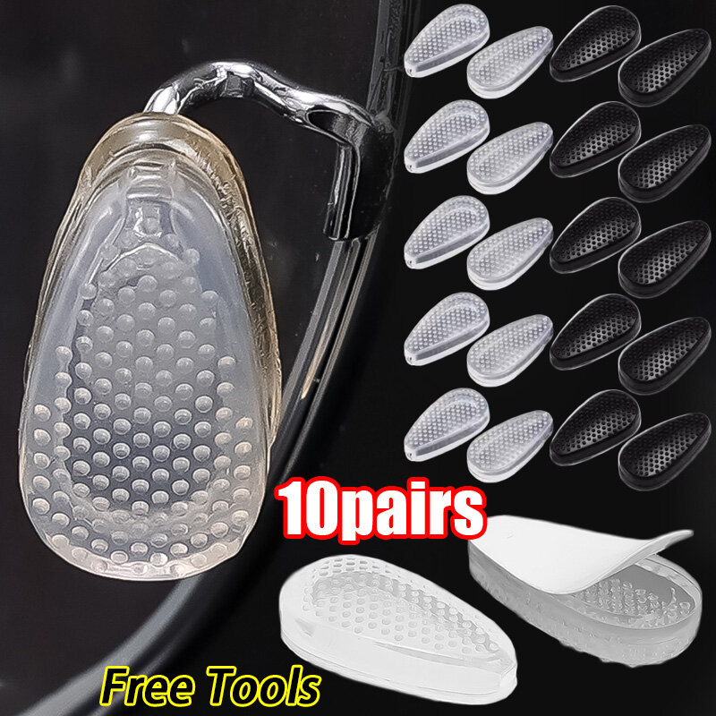 10 paia di strumenti gratuiti naselli per occhiali camera d'aria massaggio ovale in Silicone antiscivolo supporto per naso adesivo per occhiali sostituire