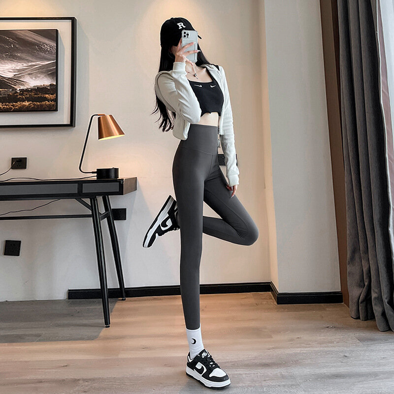 Women's Sexy Leggings Girl's Brushed Yoga Pants Warm Sports Tights Trousers High Waist Lift Hips Elastic Slim Pants