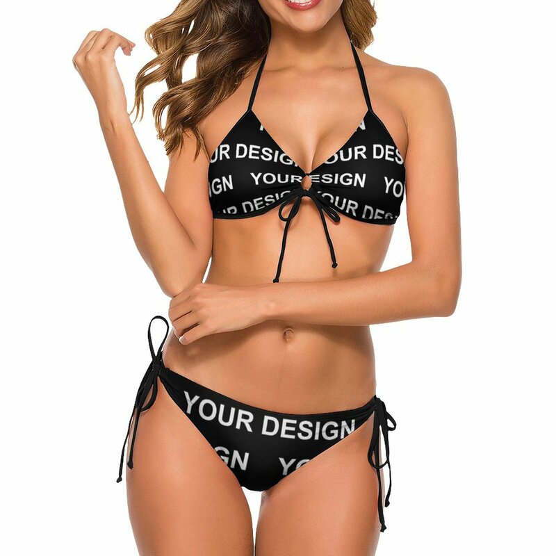 Ontwerp Aangepaste Bikini Set Sexy Custom Made Uw Afbeelding Bikini Badpak Rave Print Badmode Vrouwelijke Bikini String Beach Wear