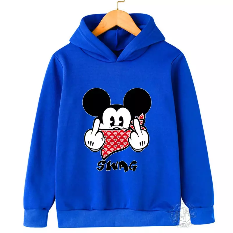 Disney-maiô infantil Minnie Mickey, moletom com capuz para meninos, top infantil, desenho animado, moda, primavera, outono