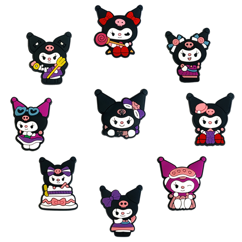 MINISO 1-10Pcs Sanrio Kuromi Shoe Charms for Sandals Decoration Shoe Accessories Charms Fit Wristbands Birthday Present