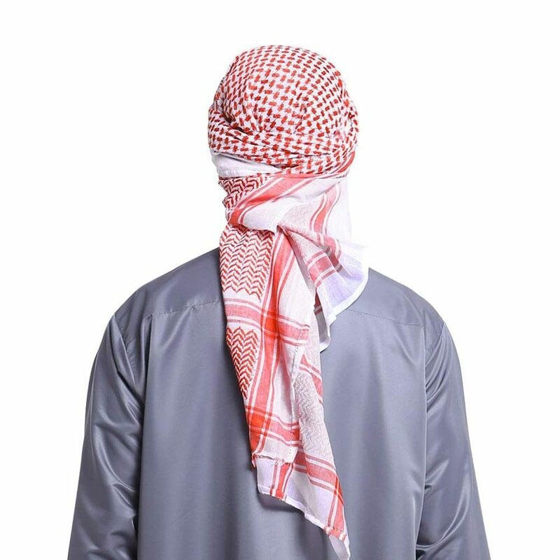Multifuncional Praça Neck Wrap, lenço Shemagh muçulmano, headwrap islâmico, trajes tradicionais, xale xadrez, Keffiyeh árabe, 1pc