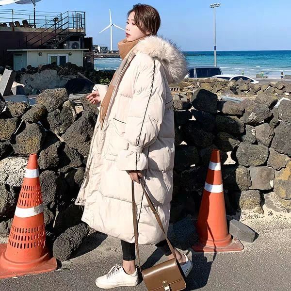 Doudoune en plumes coréennes pour femmes avec col en fourrure, manteau d'hiver, grande taille, 2024