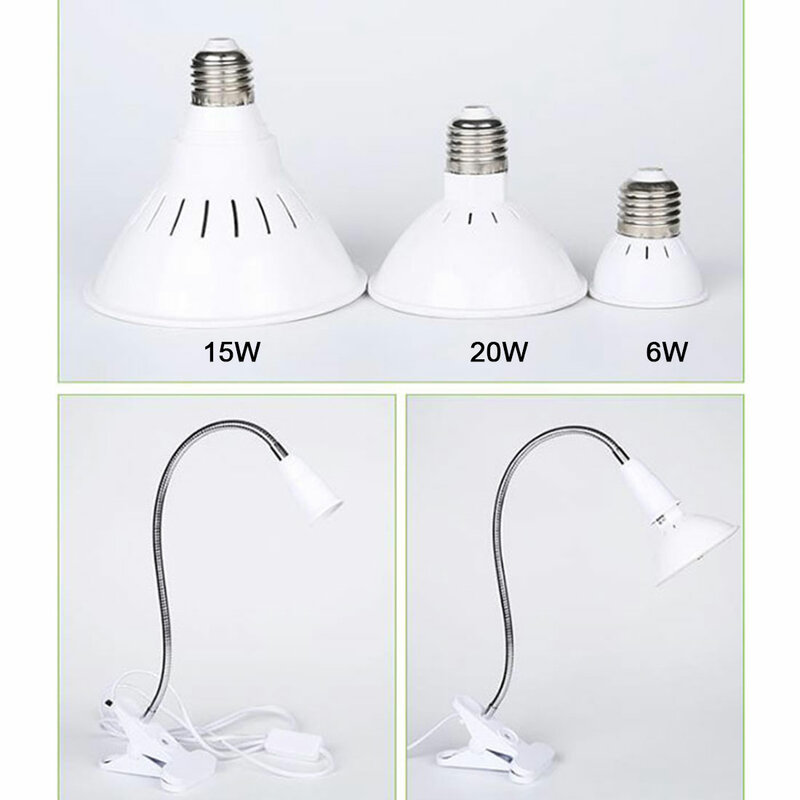 Luz LED de cultivo E27 para plantas, lámpara Phyto de 6W, 15W y 20W con 1/2 cabezales, Clip móvil para semillas, tienda de cultivo Fitolamp de flores