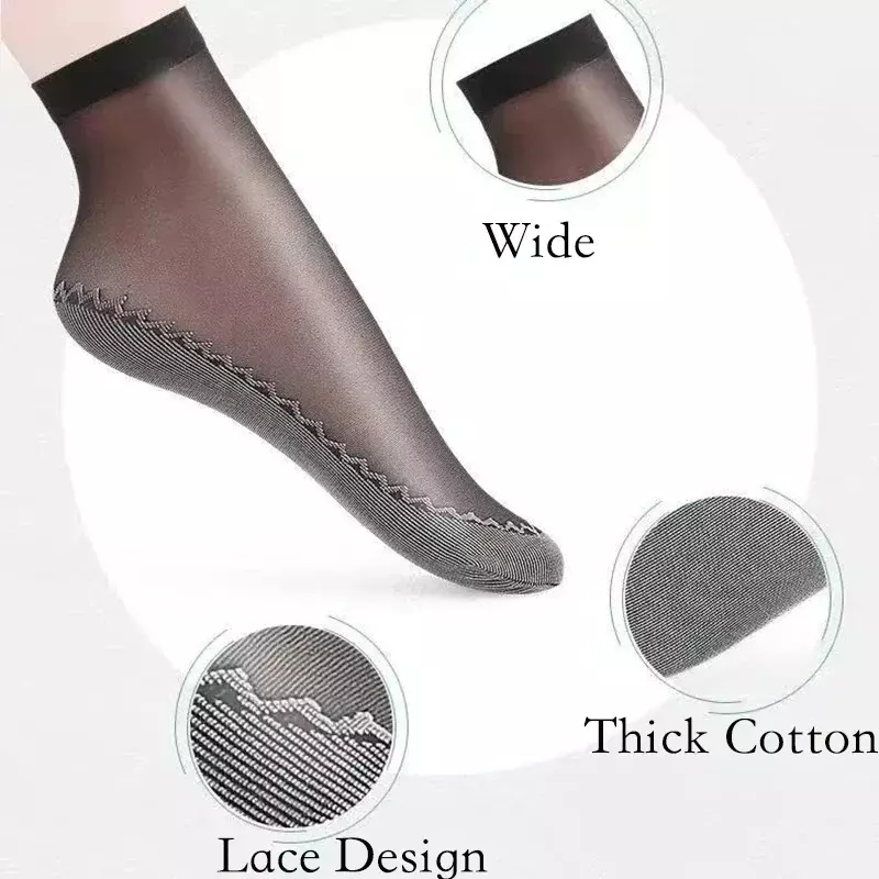 Летние женские носки 20 шт. = 10 пар, Нескользящие поглощающие пот хлопковые мягкие тонкие Дышащие Модные пикантные шелковые носки для женщин, прозрачные