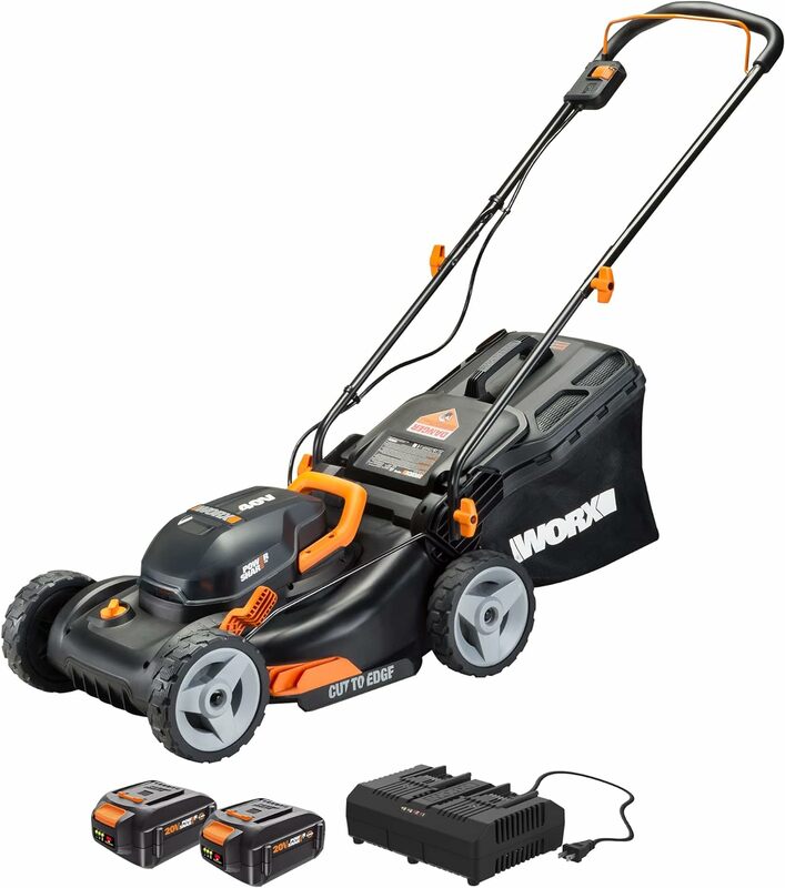 Worx 40V 17" Cordless Lawn Mower for Small Yards, 2-in-1 Battery Lawn Mower Cuts Quiet, Compact & Lightweight Push Lawn