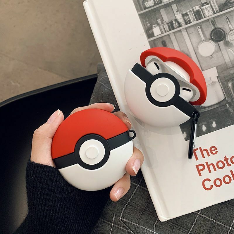 Étui Airpods Pokémon Ball rouge Kawaii, étuis pour écouteurs en silicone souple, accessoires d'anime mignons, jouet, mode Ins, Airposie 1, 2, 3, pro 2