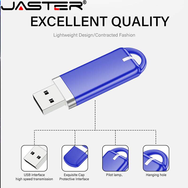 JASTER Super Mini Pen Drive 128GB Blue Plastic USB Flash Drives  Black Pendant Memory Stick Creative Business Gift Memory Stick