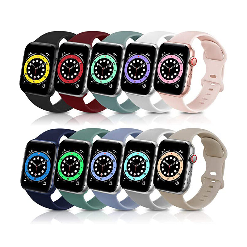 Correa de silicona para Apple Watch, pulsera deportiva de goma para reloj inteligente de 42mm, 45mm, 38mm, 44mm y 40mm, Serie 6 5 3 SE 7
