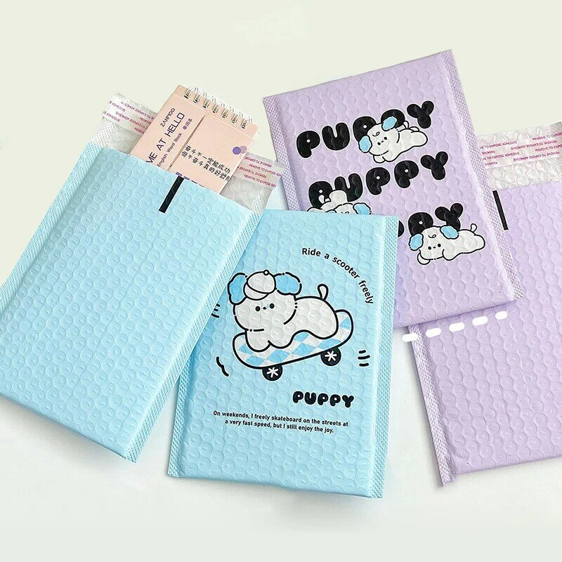 15x20cm Blue/Purple Plastic Bubble Envelope Cute Puppy Print Bubble Bag Small Jewelry Gift Bags Shockproof Package Pouches 10Pcs