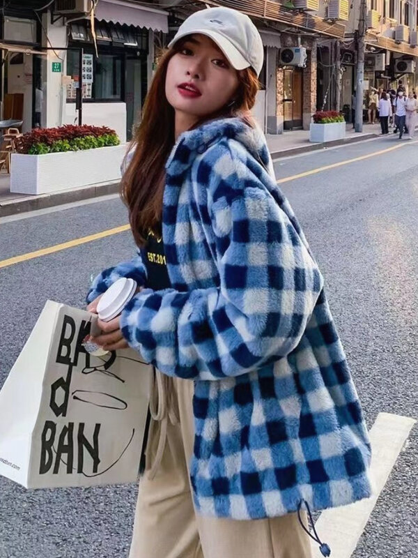 Hooded Parkas Women Warm Design Plaid Simple All-match Loose Korean Style Casual Fashion Winter New Students Retro Basic Thicken