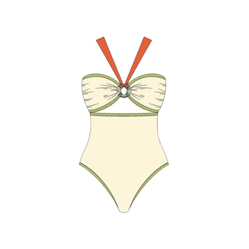Women's Swimsuit One Piece Swimwear Yellow Push Up Halter Bathing Suits Female Swimwear Bodysuit  Summer Beachwear