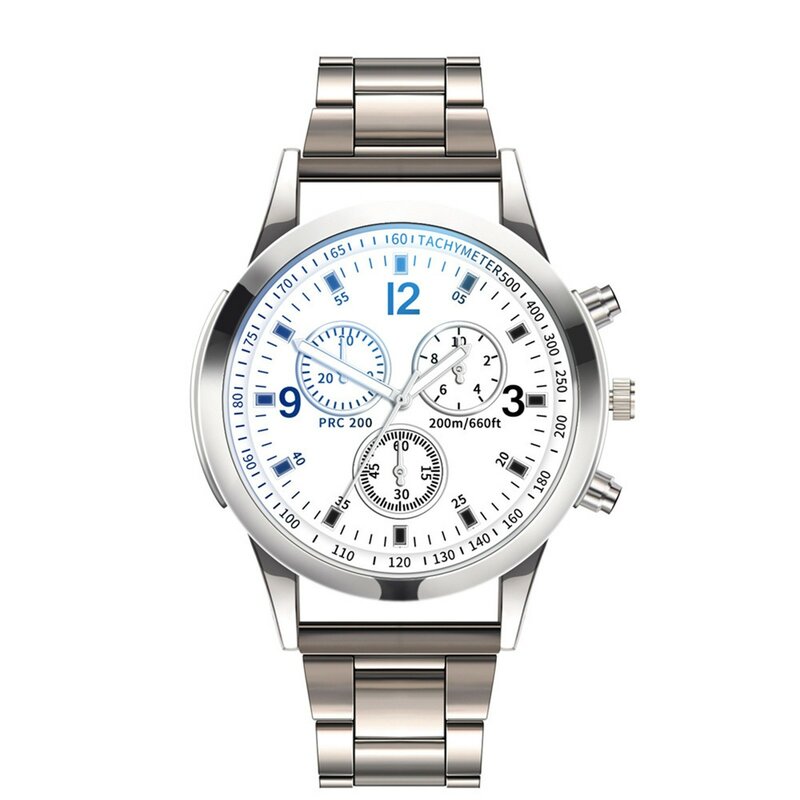 Relógio de quartzo de aço inoxidável masculino, Strap Watches, Três Olhos, Seis Agulhas, Combinar, Roupa casual de negócios, Moda
