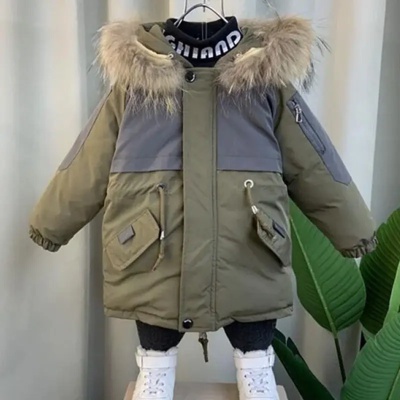 남아 코트 재킷 코튼 오버코트, 2023, 부드럽고 따뜻한 플러스 벨벳, 두꺼운 겨울 크리스마스 아동복