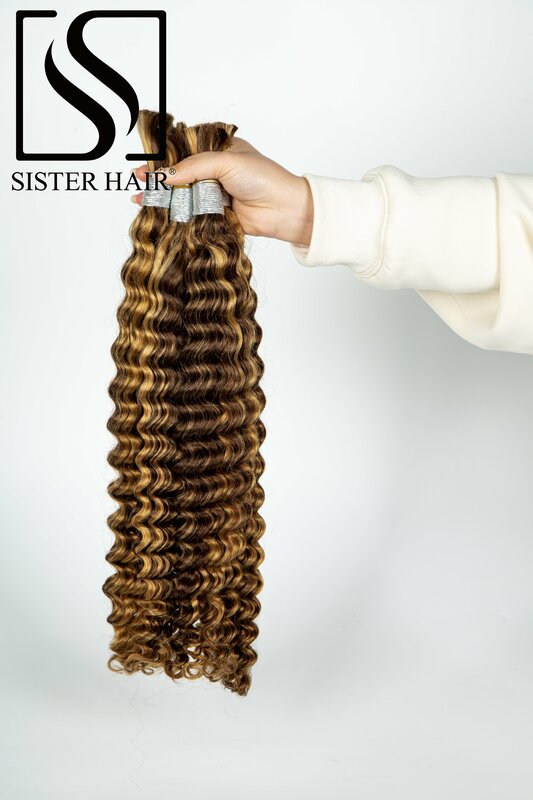 26 28 Cal ludzkich włosów o głębokich falach masowych podkreśla Ombre ludzkie włosy do splatania nieprzetworzonych włosów bez wątku 100% włosów Vingin