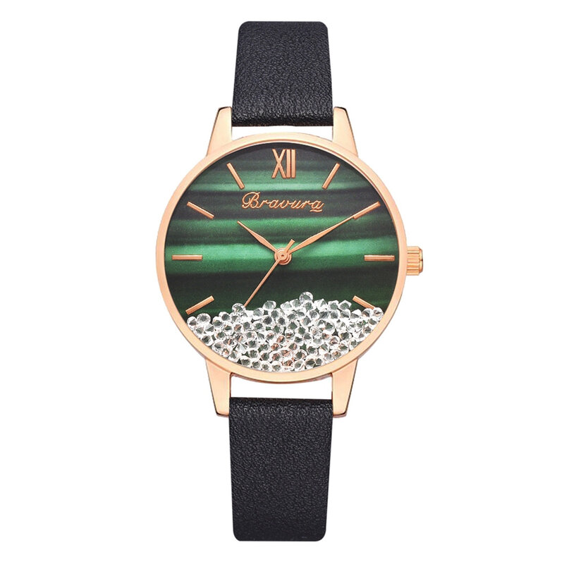ساعة كوارتز بسيطة وأنيقة من Bravura مع حزام قرص للنساء ، هدية أنيقة ، أزياء فاخرة