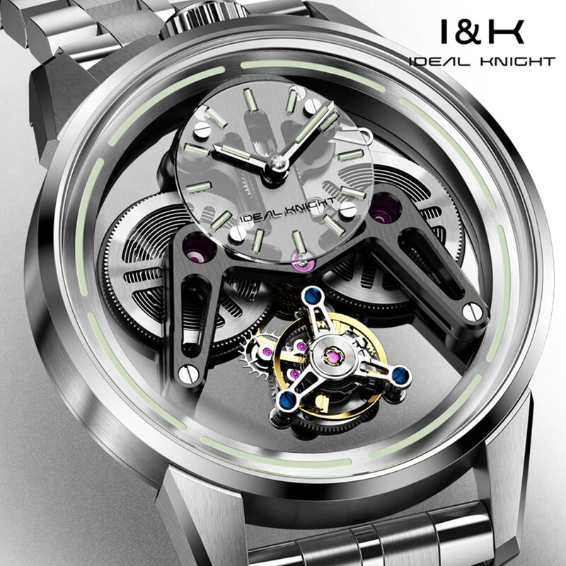 이상적인 나이트 탑 뚜르비옹 무브먼트 남성용 시계, 좋아하는 수준의 방수 시계 스트랩 3 개, 한정판 럭셔리 손목시계