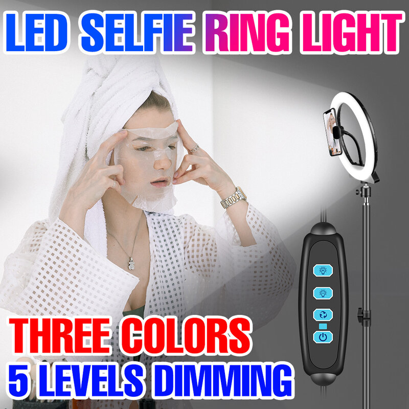 5V LED Projektoren Dimmbare Ring Lampe Füllen Fotografie Beleuchtung Selfie Ringlight Mit Stativ LED Video Licht Für Live-Streaming