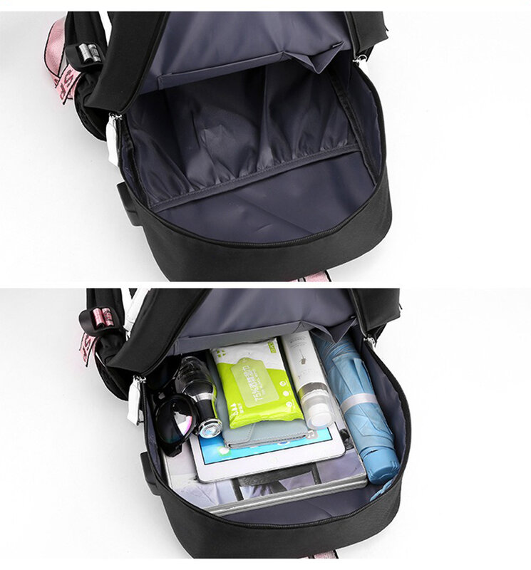 حقيبة مدرسية بشحن USB مقصورة من ambibia ، حقيبة كمبيوتر محمول للطلاب ذكور وإناث ، حقيبة مدرسية بسعة كبيرة