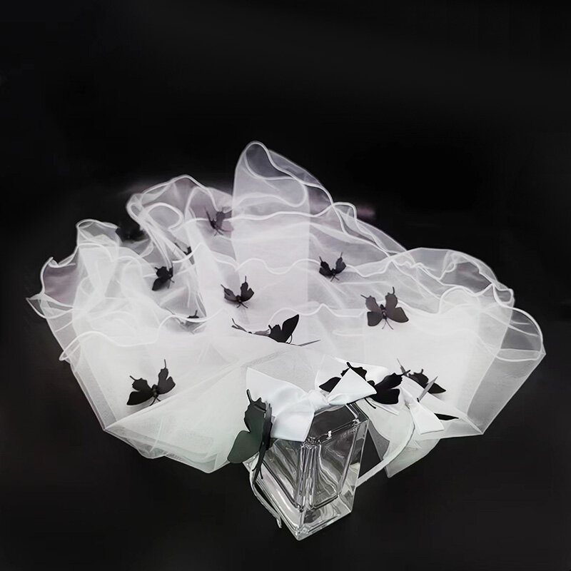 Свадебный Тюль с черной бабочкой для невесты на Хэллоуин Женская Длинная фата для костюмированной вечеринки реквизит для фотосъемки
