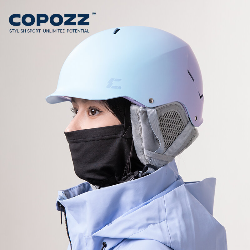 COPOZZ-casco de esquí moldeado integralmente para hombres y mujeres adultos, casco de Snowboard con buclé magnético para motocicleta y nieve, certificado por marido