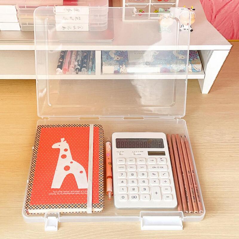 صندوق تخزين ملفات شفاف مع مشبك مزدوج ، منظم للمنزل والمدرسة والمكتب ، تحديد سهل ، A4
