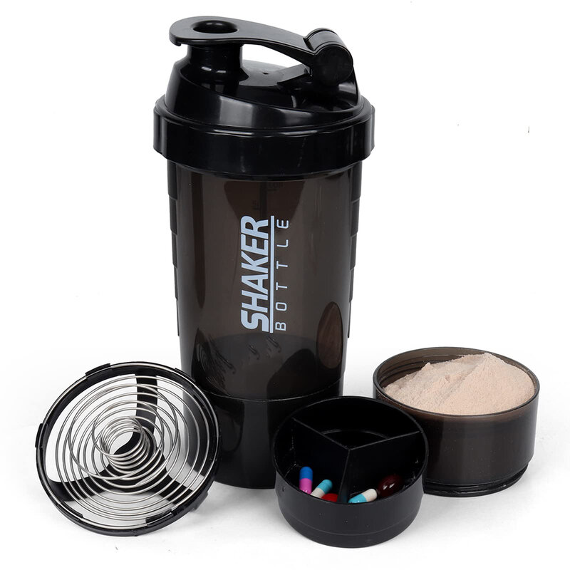 3 Lagen Shaker Protein Fles Poeder Shake Cup Water Fles Plastic Mixing Cup Body Building Oefenfles
