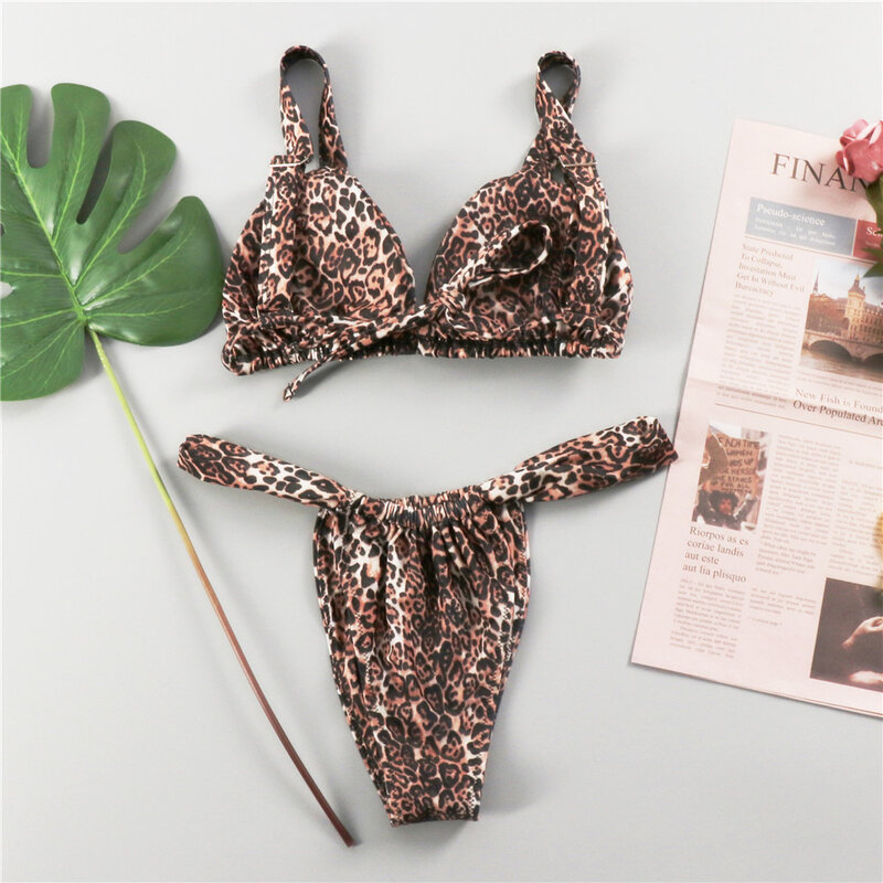Sexy Bikini-Brust mit Leoparden muster, neuer Badeanzug für Frauen mit geteiltem Aufdruck