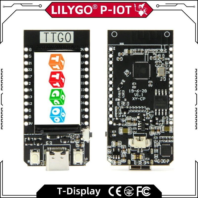 LILYGO® TTGO T-Display ESP32Плата макетная TTGO T-Display ESP32, Wi-Fi, Bluetooth, 1,14 дюйма, ST7789V, IPS ЖК-модуль беспроводного контроллера для Arduino
