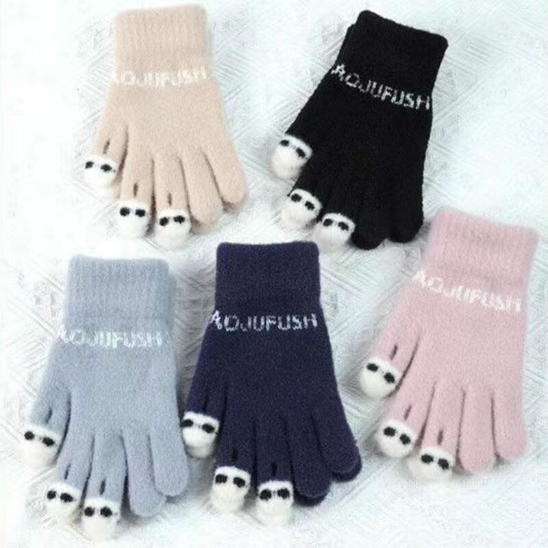 Теплые трикотажные перчатки, модные эластичные ветрозащитные перчатки с пальцами для сенсорного экрана, зимние перчатки с защитой от холода