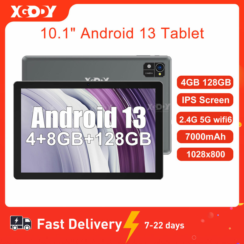 XGODY-Tableta Android Pc de 10,1 pulgadas para niños, dispositivo educativo de aprendizaje, 4GB de RAM, 128GB de ROM, cuatro núcleos, 7000mAh, regalo