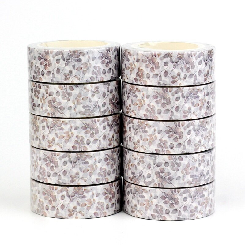 Neutral Leaves Grid Washi Tape Set, fita adesiva, papelaria bonito, Scrapbooking Journaling, Decoração Mais, Novo, 1Pc, 10m, 2023
