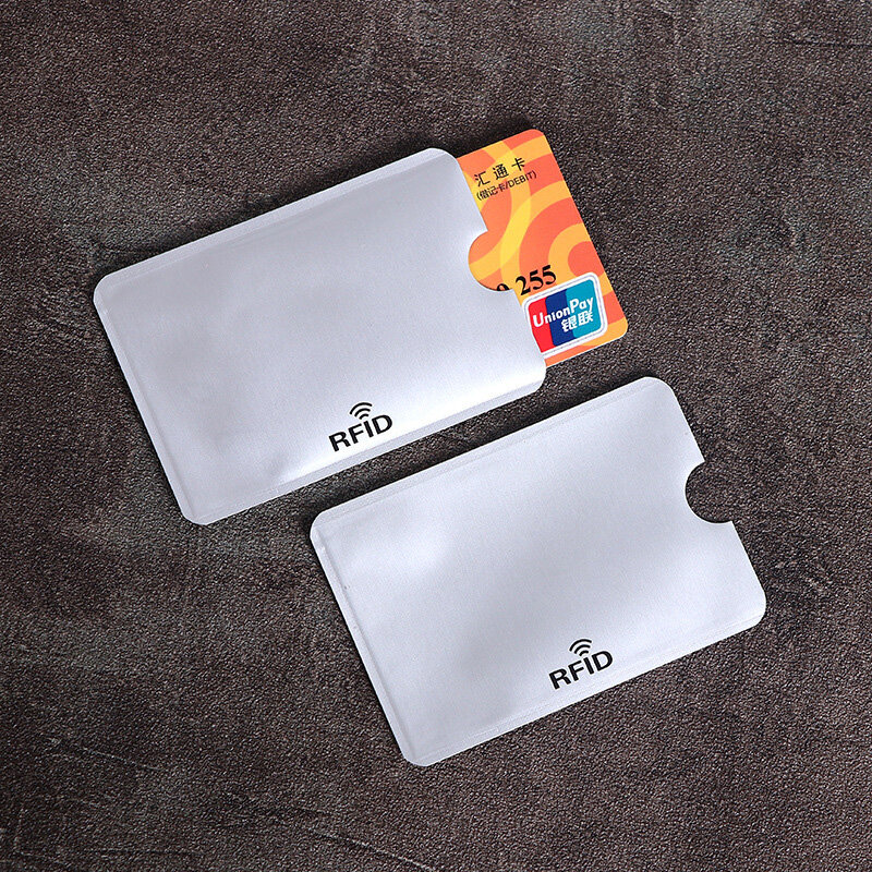 10 قطعة حامل بطاقة البنك مكافحة تتفاعل المعادن NFC حجب قارئ قفل ID حافظة للبطاقات الائتمان الرجال النساء ليزر الألومنيوم بطاقة حماية
