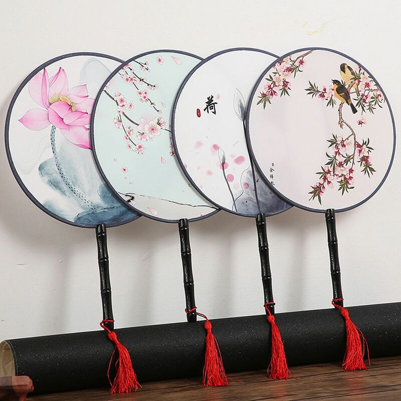 Accessories Silk Wedding Decorative Decoration Prop Printed Round Fan Photography Ornaments Round Hand Fan Embroidery Printing