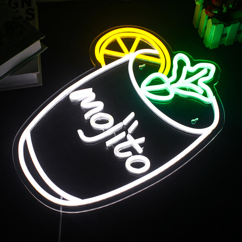 Pasek Neon Mojito do dekoracji ścian neonowy pasek sygnalizuje zasilane światło USB dla mężczyzny w jaskini nastoletnich chłopców sypialnia Bar hotelowy sklep imprezowy Neon